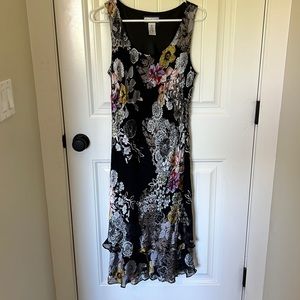 Black and floral Silk dress.